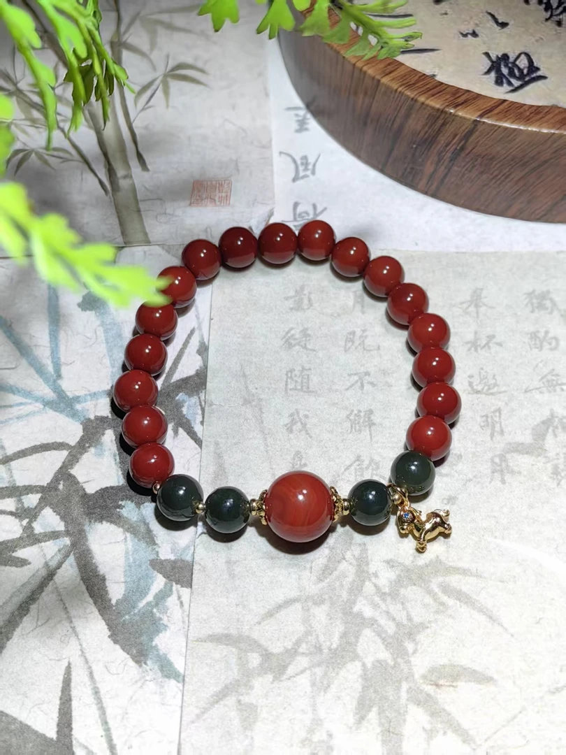 南红玛瑙 绿珠 单圈手串（0.8）【有礼盒】1097