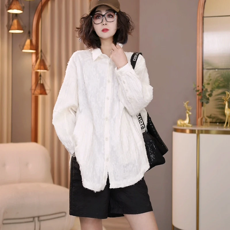 8623春季新款韩版2025宽松休闲单排扣衬衫女