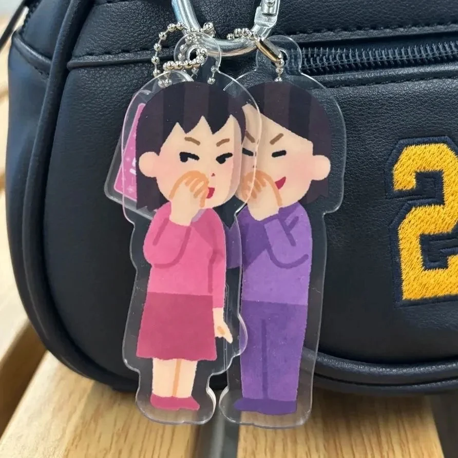创意潮玩网红表情包日本小人背后蛐蛐趣味背包双挂件亚克力钥匙扣