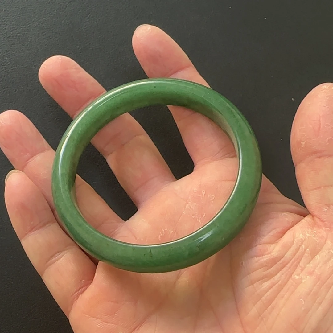 【华选】天然老料绿意盎然东陵玉手镯