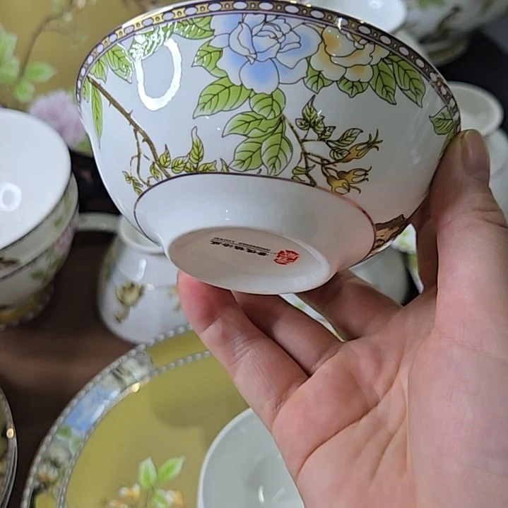 瓷片微瑕琴瑟和鸣4寸6个小汤碗666