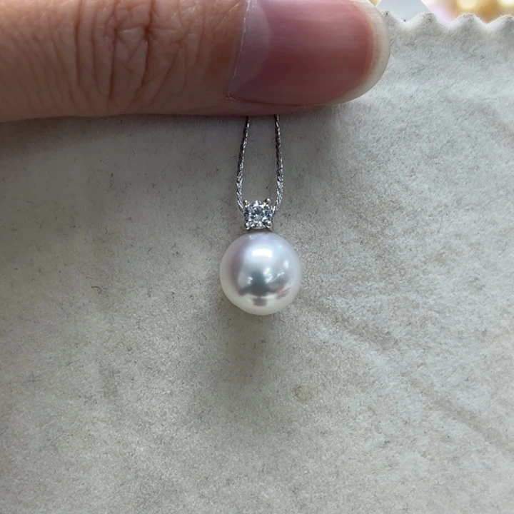 吊坠(不含链)银S925镶嵌海水珍珠8.9m 40号