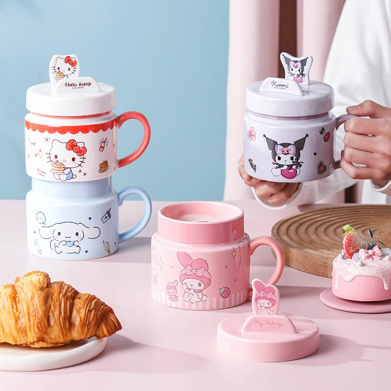 陶瓷马克杯手机支架杯盖高颜值咖啡杯情侣可爱喝水杯