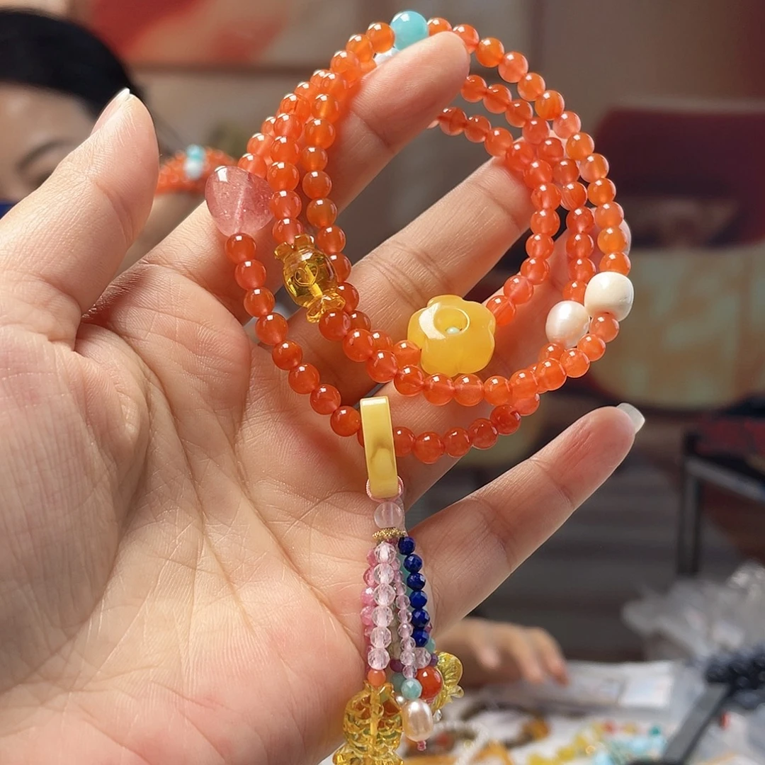 琥珀未镶嵌裸石琥珀手串