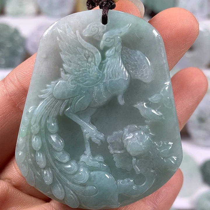 翡翠未镶嵌颈饰凤穿牡丹福利