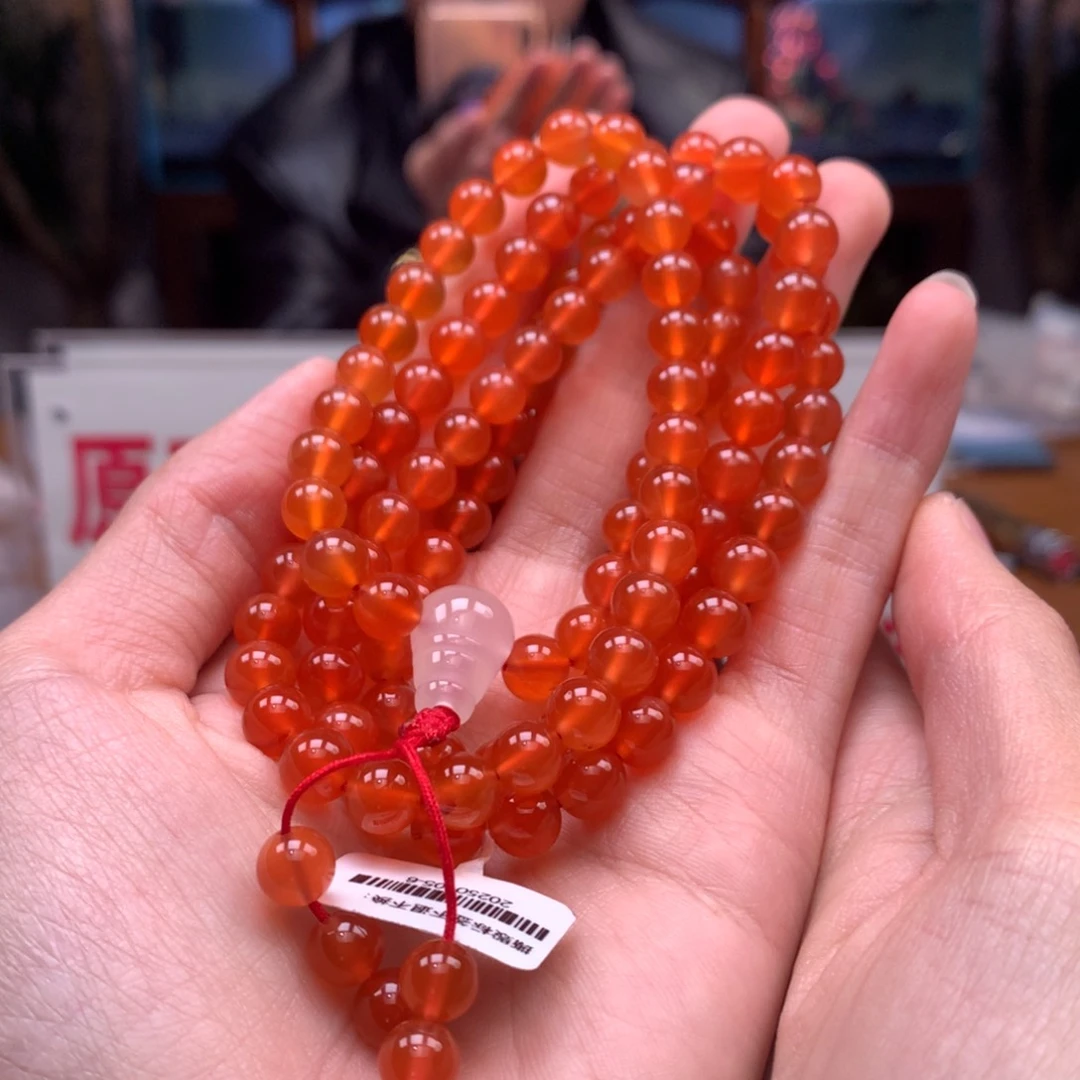南红玛瑙108串未镶嵌小庄冰黄7mm