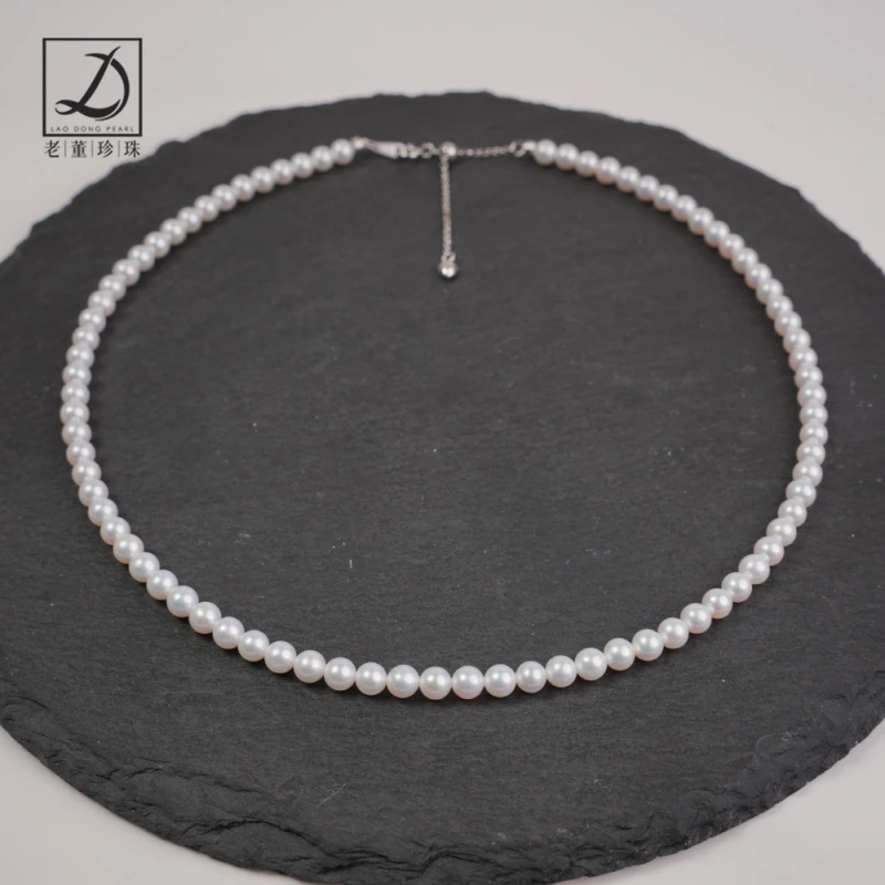淡水小灯泡 | 天然AK S925银 5mm极光正圆极极微瑕珍珠项链锁骨链