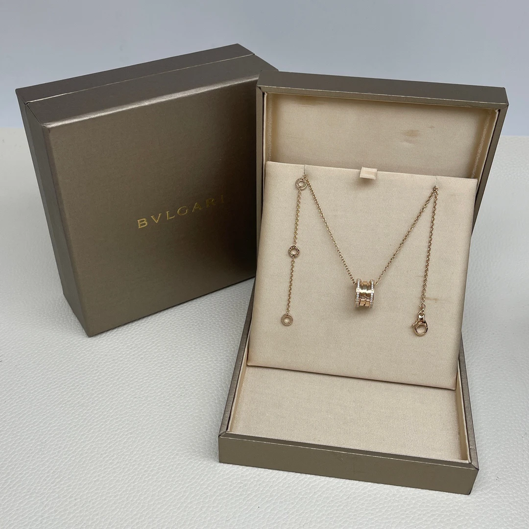 99新 BVLGARI/宝格丽 B.ZERO1系列 双排钻 弹簧 18k玫瑰金 项链