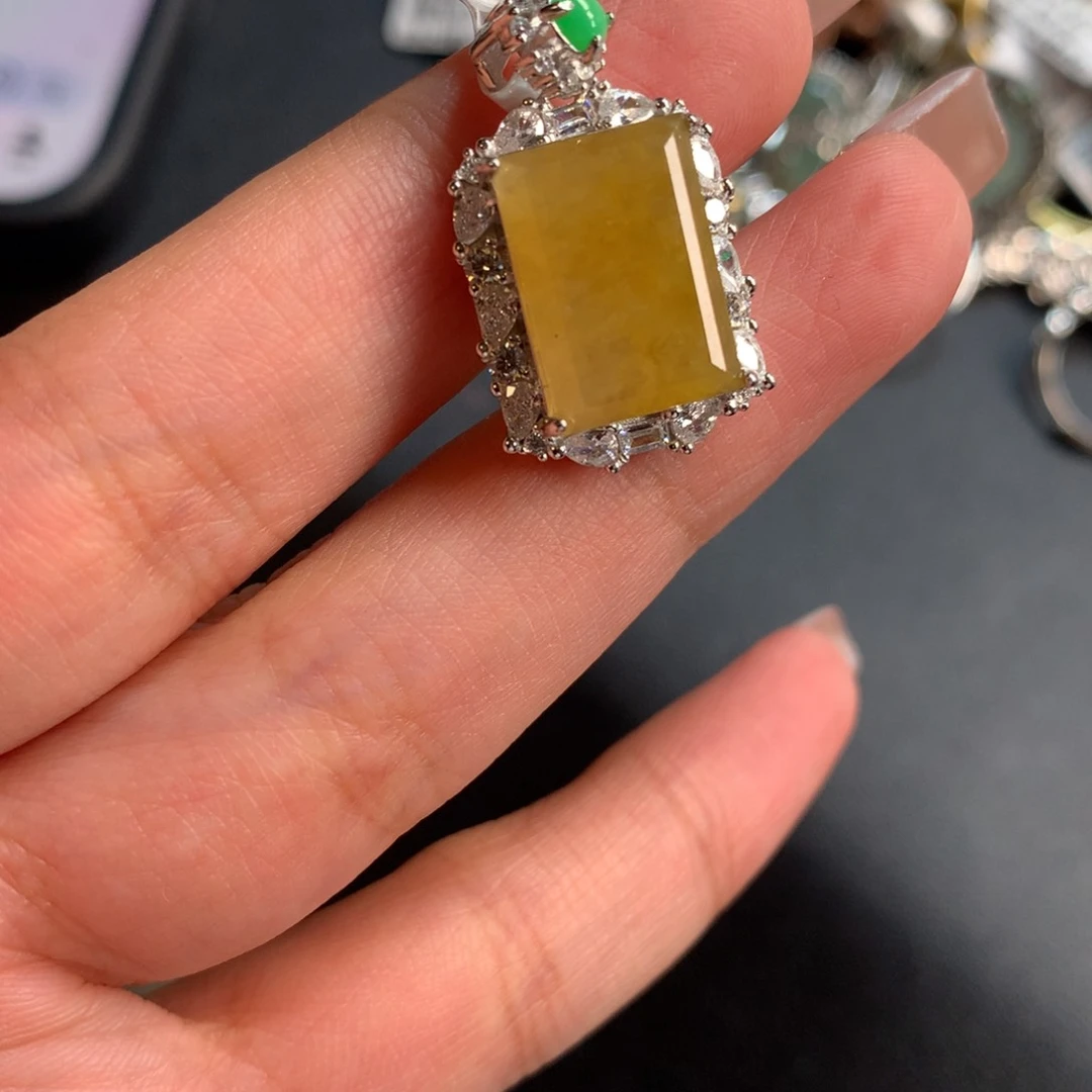 银S925镶嵌戒指翡翠吊坠