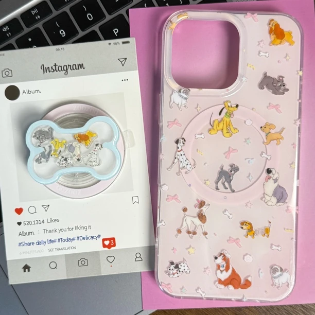 双层磁吸卡通狗狗骨头摇摇乐支架手机壳适用苹果16ProMax防摔硬壳