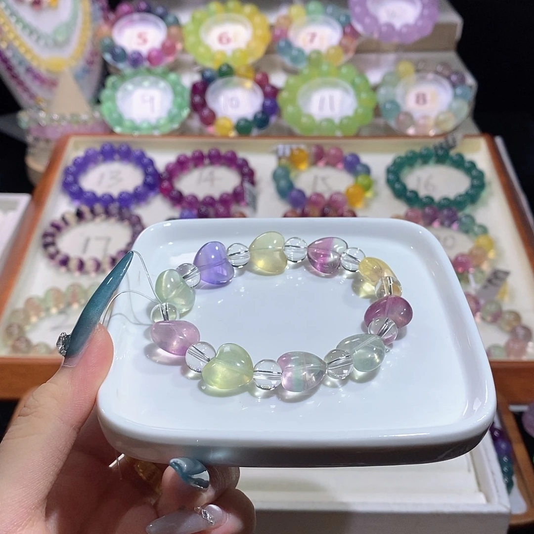 未镶嵌萤石手链彩虹爱心
