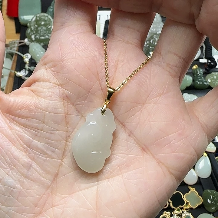 颈饰银S925镶嵌和田玉彩*?