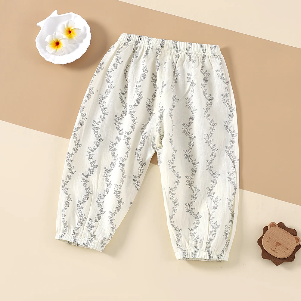 夏季防蚊裤宝宝宽松束脚灯笼裤42448薄款男童女童休闲长裤子