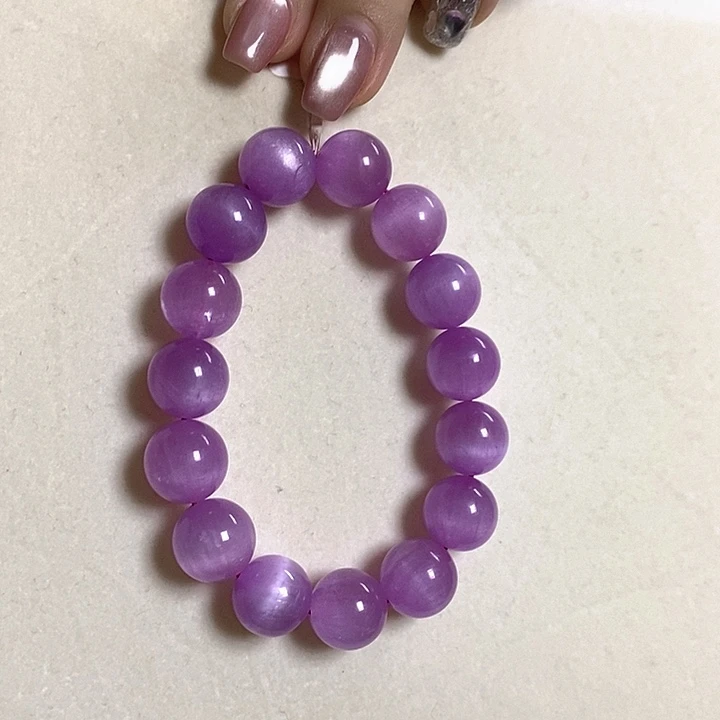 【华瑞珠宝】13MM天然原矿紫锂辉高冰收藏级手串13+