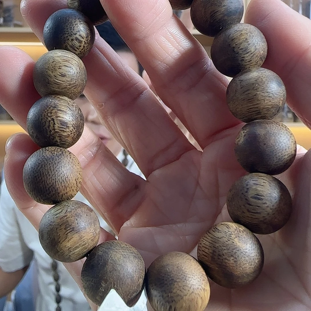 沉香沉香碎屑棋楠野生黑棋圆珠单圈1.4/17克+多样性发一
