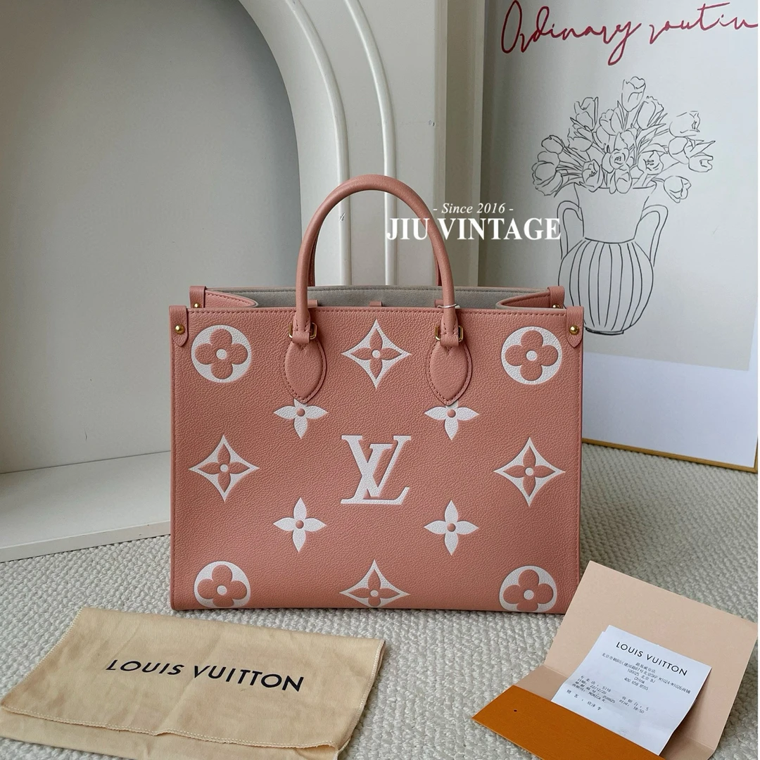 99新 LouisVuitton/路易威登 粉色onthego中号芯片JM14TH77-0001