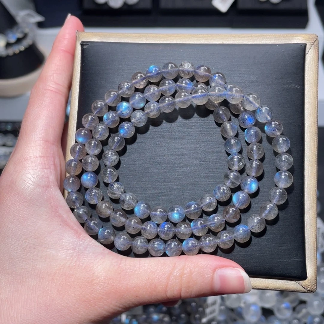手链长石未镶嵌多圈黑体蓝光6m+
