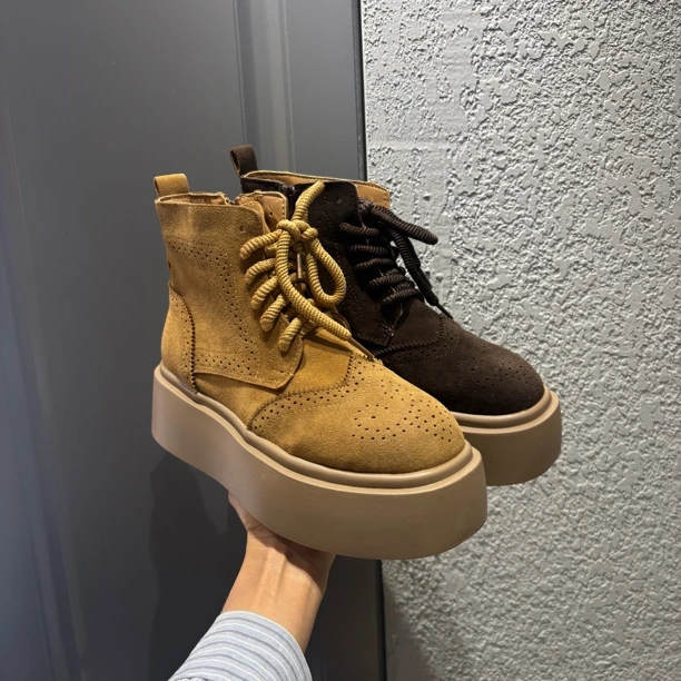 GY-CCCCC轻职风修面英伦风厚款增高马丁靴秋冬百搭圆头袜靴