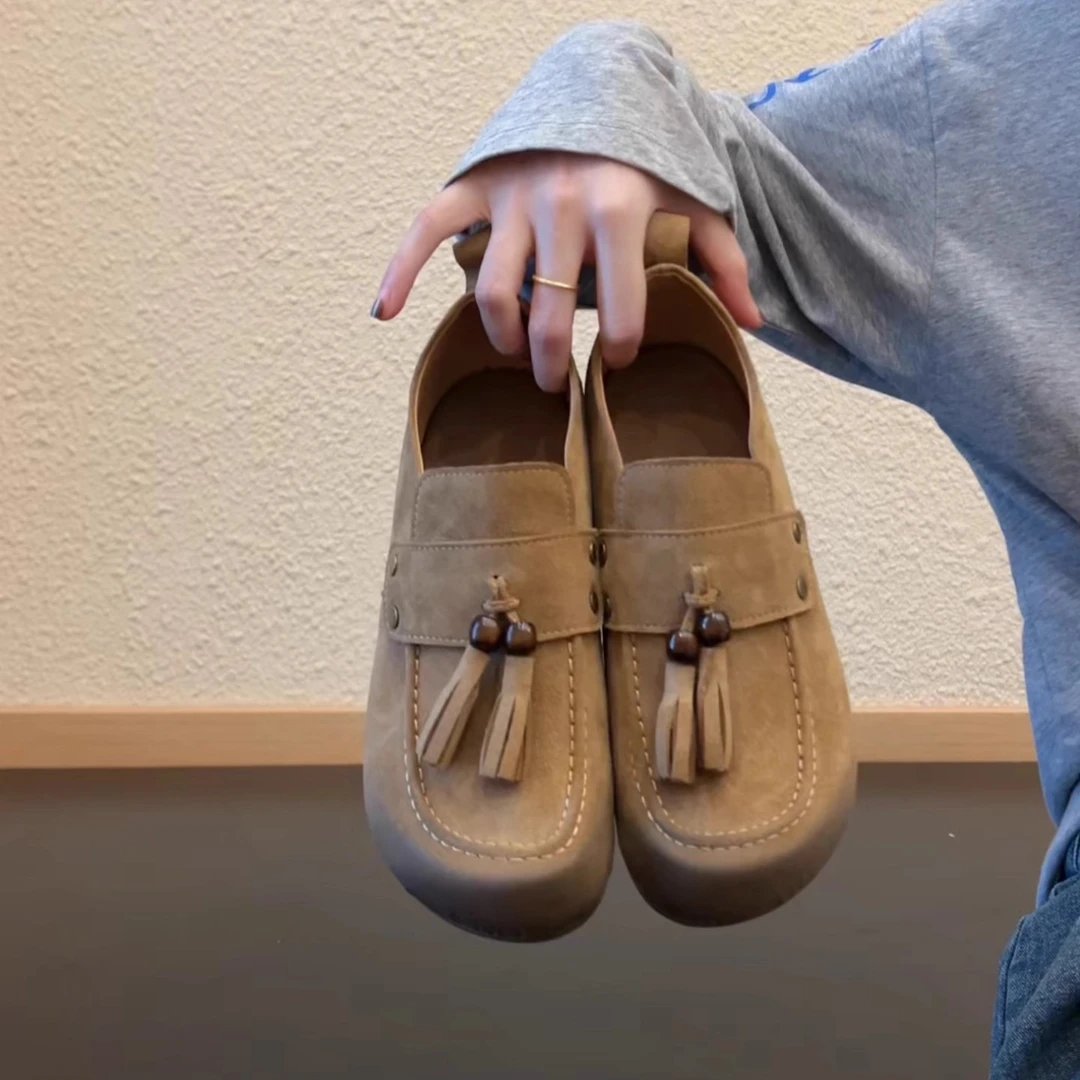 Pokoy-3cm女复古百搭气质时尚一脚蹬懒人厚底单鞋