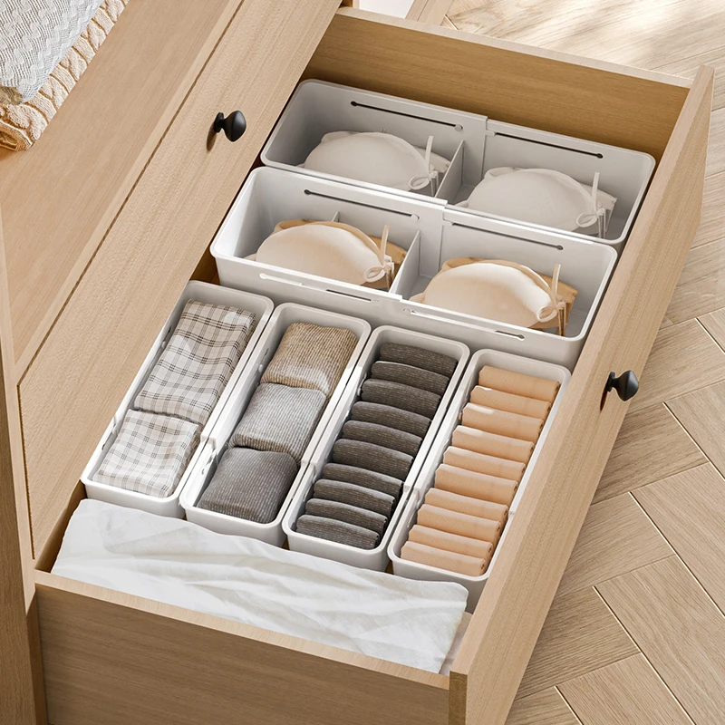 内衣收纳盒可伸缩抽屉收纳盒分隔整理储物盒分类格子杂物收纳盒
