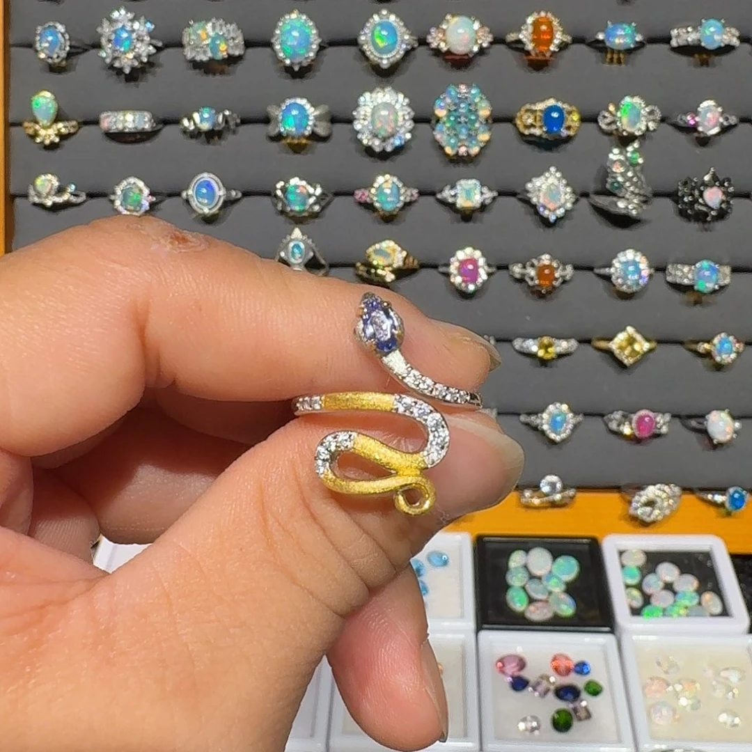 欧泊银S925镶嵌戒指戒指
