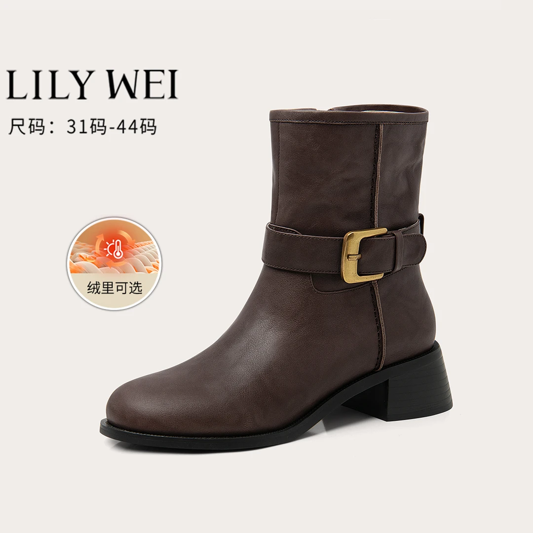LilyWei西部旅游马丁靴女款2025新款复古气质短筒靴大码41-43