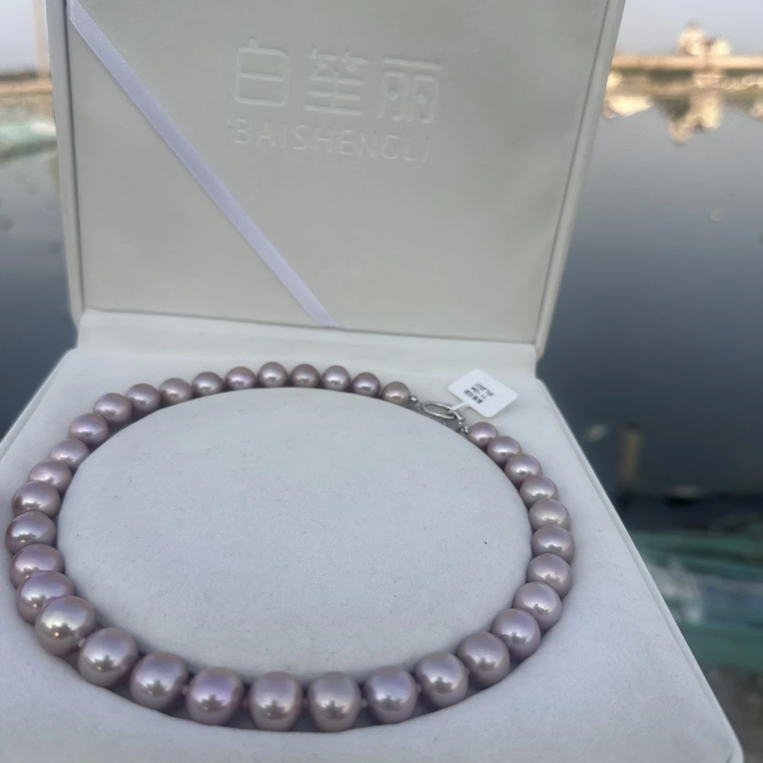 淡水珍珠/金鳞/紫珠全珠链/11-12MM/S925银/多样性随机发一件