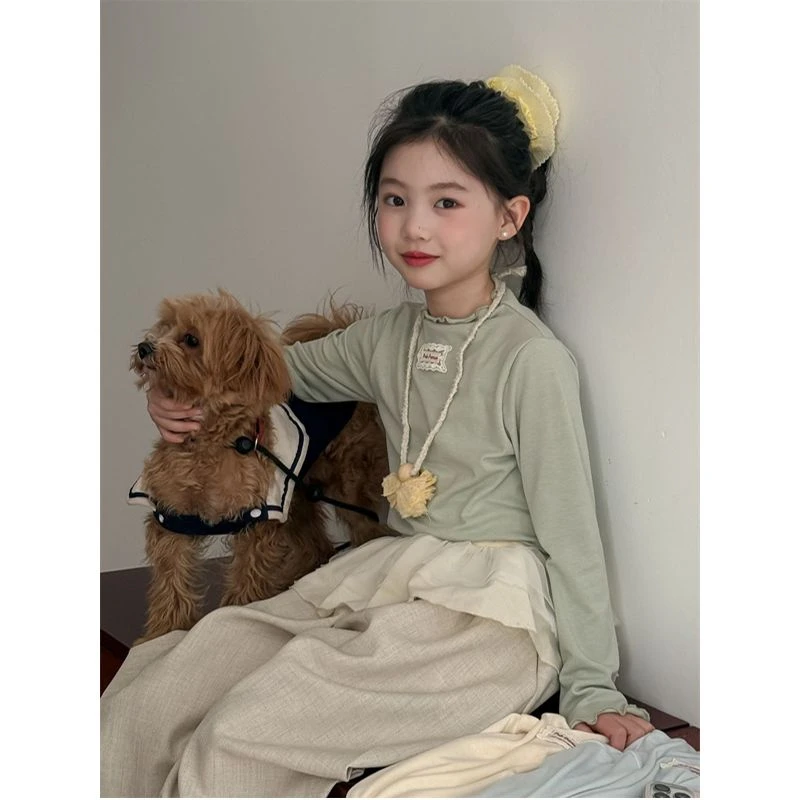 【温柔甜美】LJ·25春~ 女童春装新款韩版百搭贴标打底衫71616（汉服）