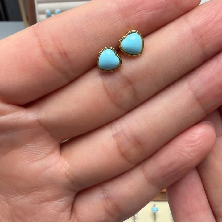 绿松石银S925镶嵌耳饰