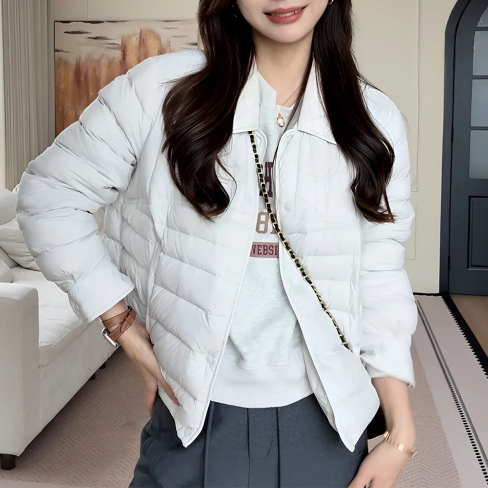 洋气设计感冬季棉衣棉服拼接翻领轻薄棉袄外套时尚显瘦上衣女士