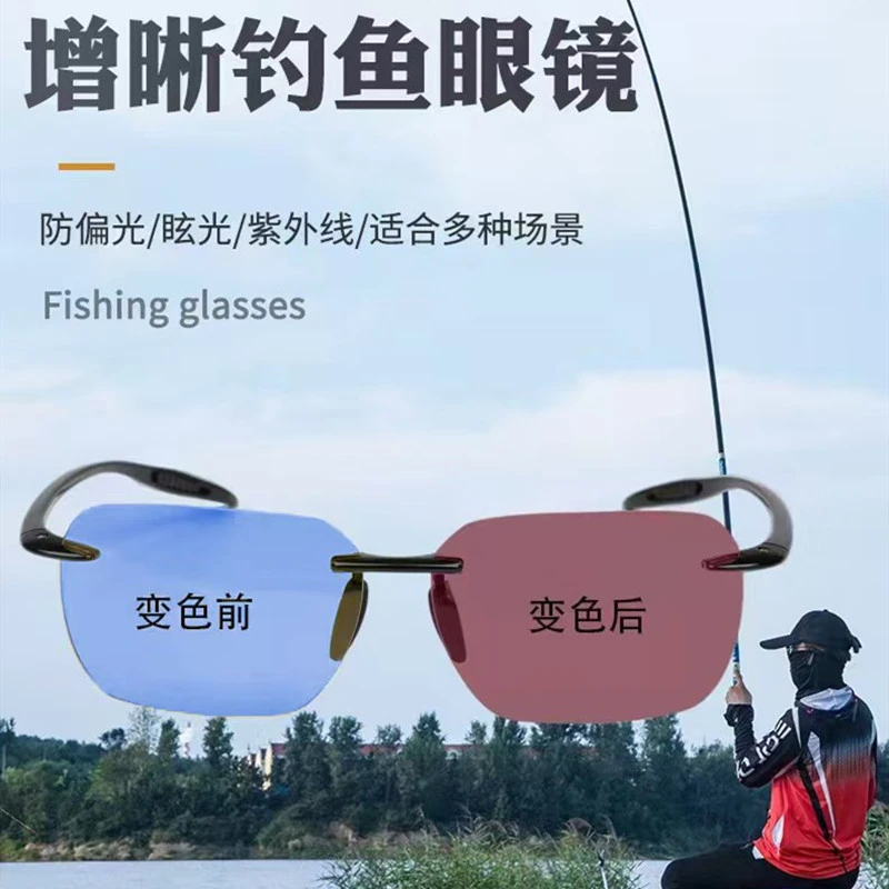 变色钓鱼眼镜防紫外线垂钓护目户外墨镜夹夹片式