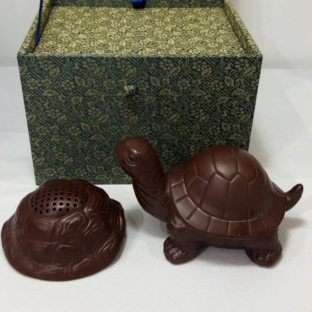 紫砂乌龟茶漏2件套茶台摆件