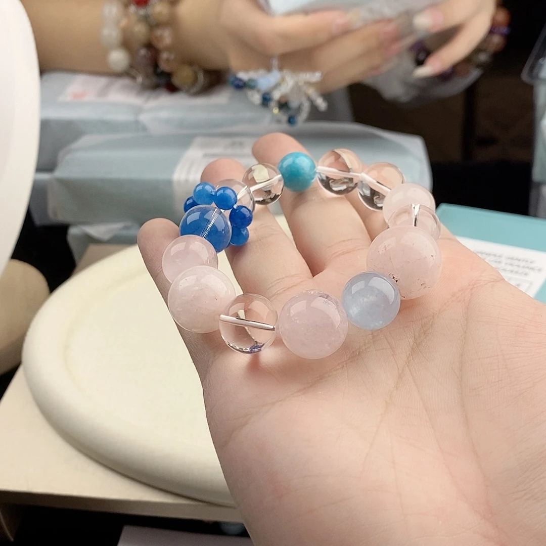 水晶银S925镀金镶嵌手链