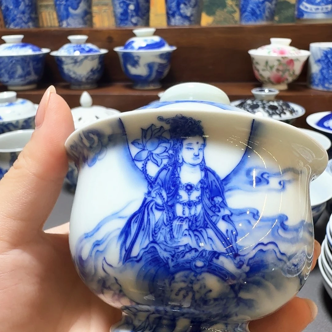 6***8泥塑盖碗手工手绘