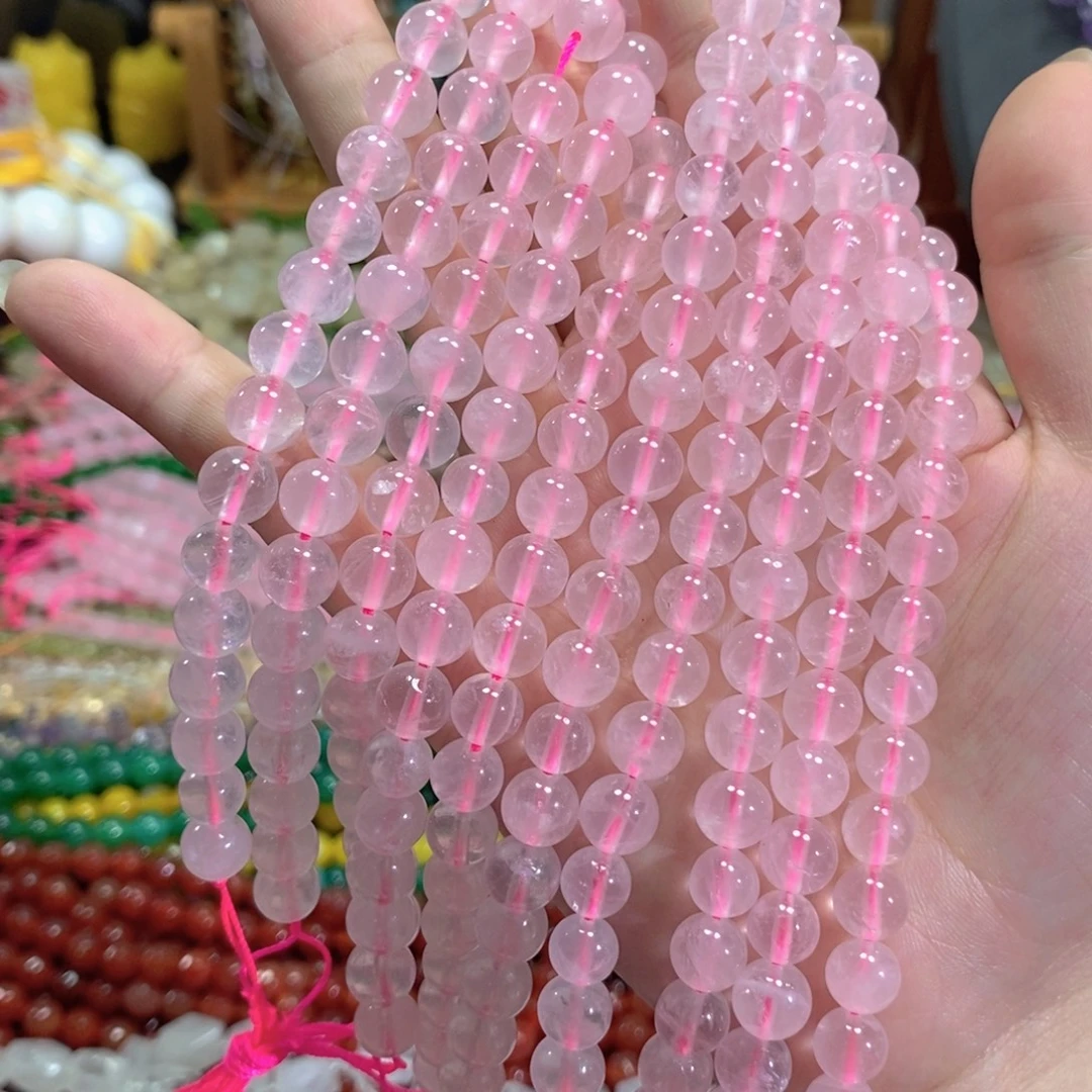 玛瑙/玉髓未镶嵌珠宝半成品星光粉一条卡8mm