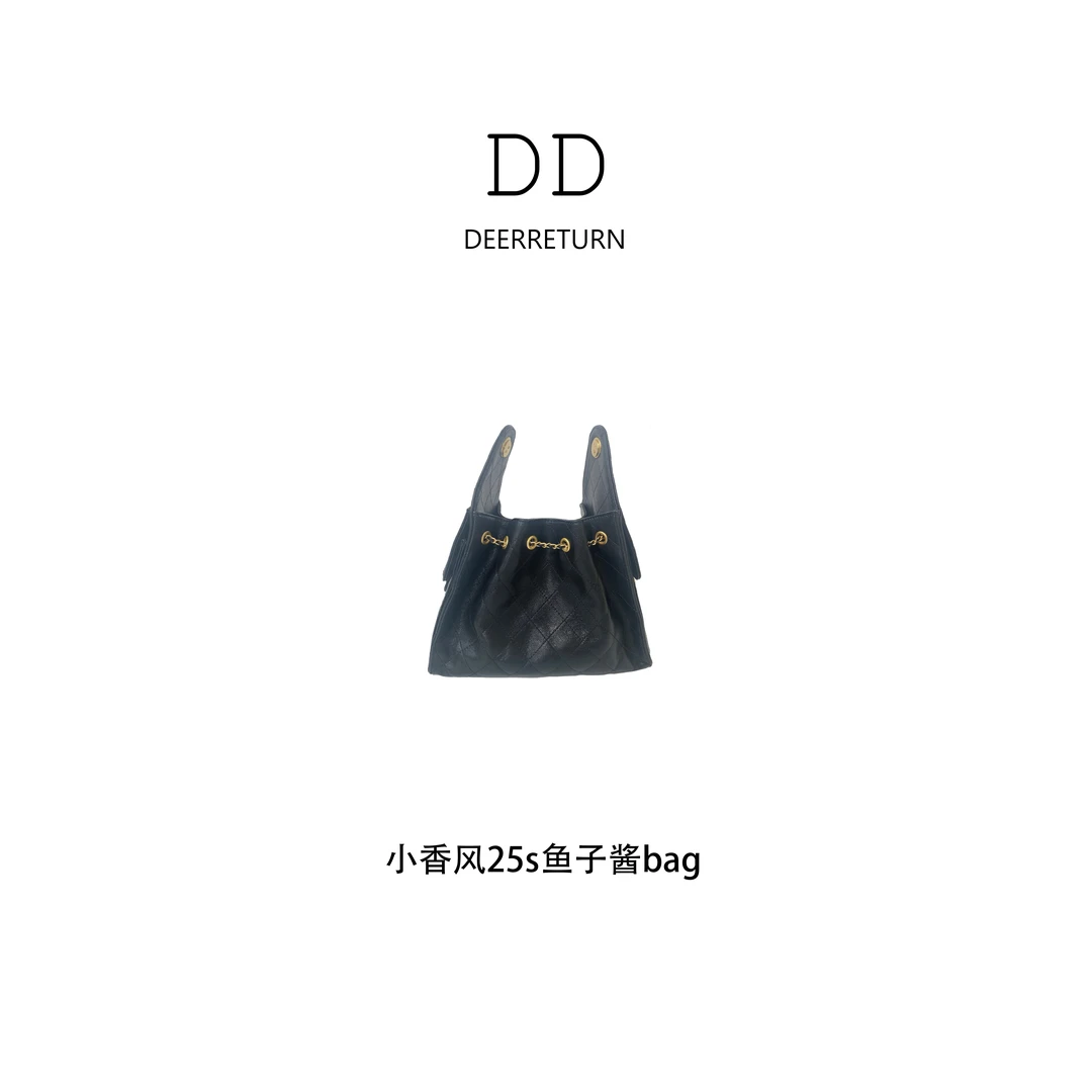 DD小号【小香风25s鱼子酱bag】层牛皮时尚链条水桶包菱格斜挎包