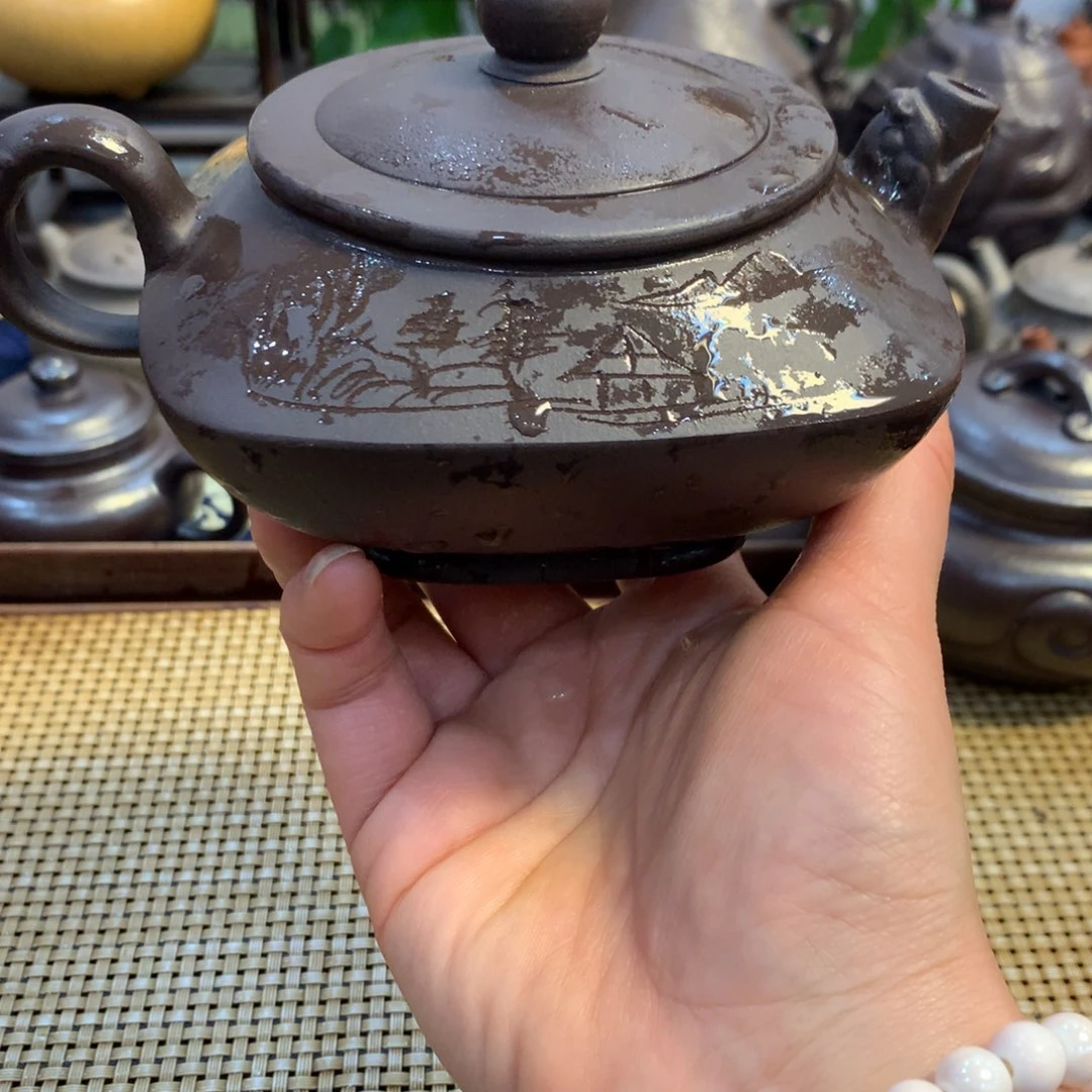 紫砂茶壶宜兴原矿老紫泥300cc