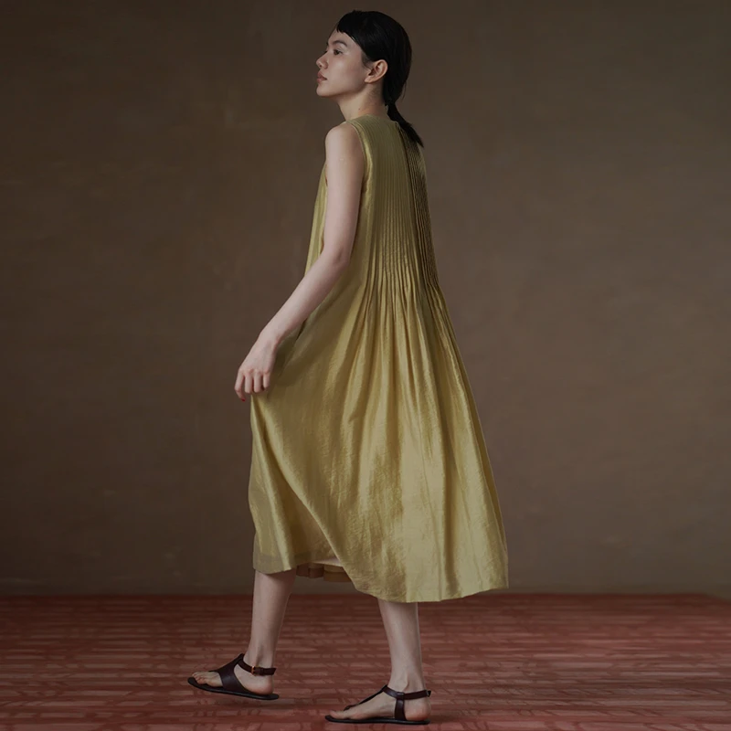 【女装优选】哈齿小姐连衣裙轻盈亚麻混纺无袖背心裙20ZZ2504811L