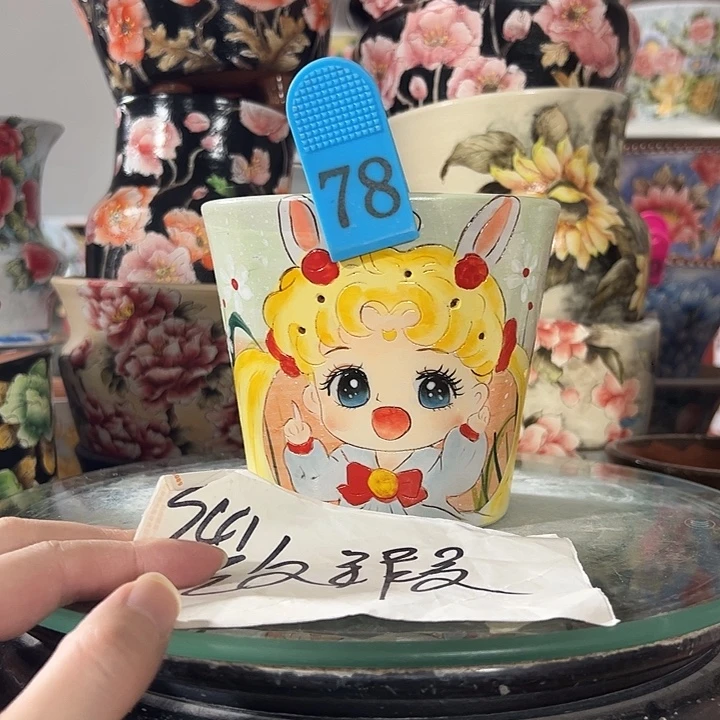 景德镇幸运花盆手绘韩式花盆