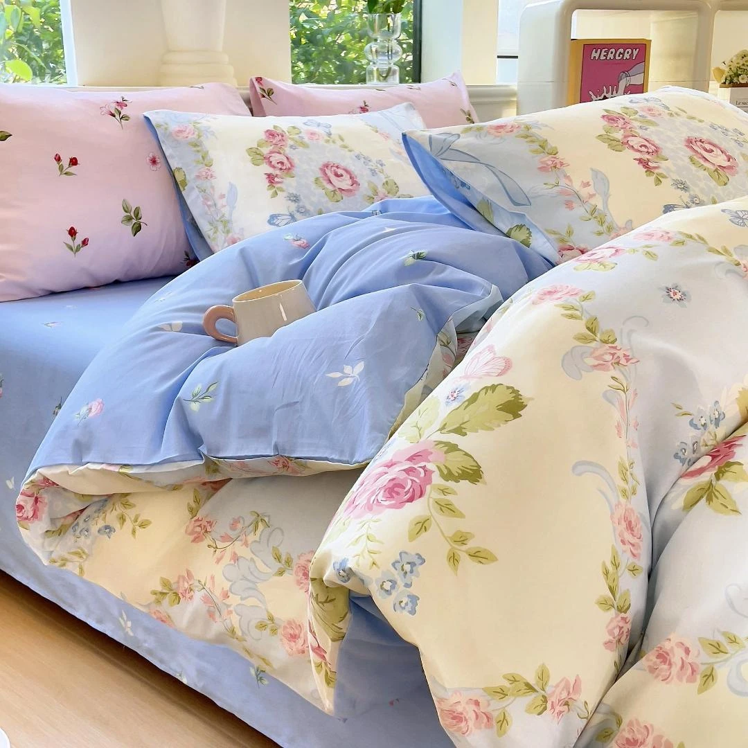 【单被套】100%全棉斜纹纯棉60支小清新床上用品单双人被套床上用品