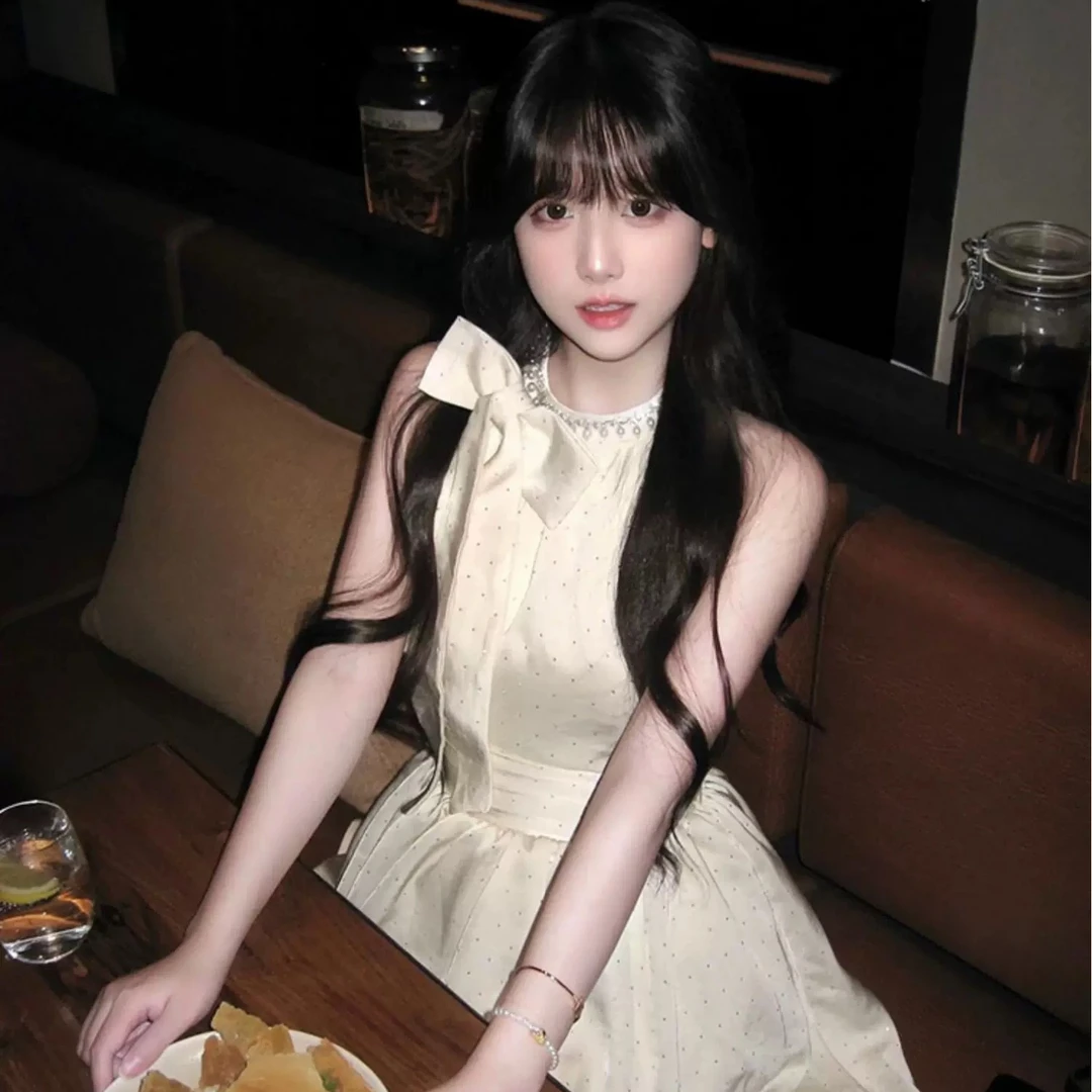 礼服女装少女质感生日显瘦夏季新款挂脖漏肩收腰显廋气质短裙子