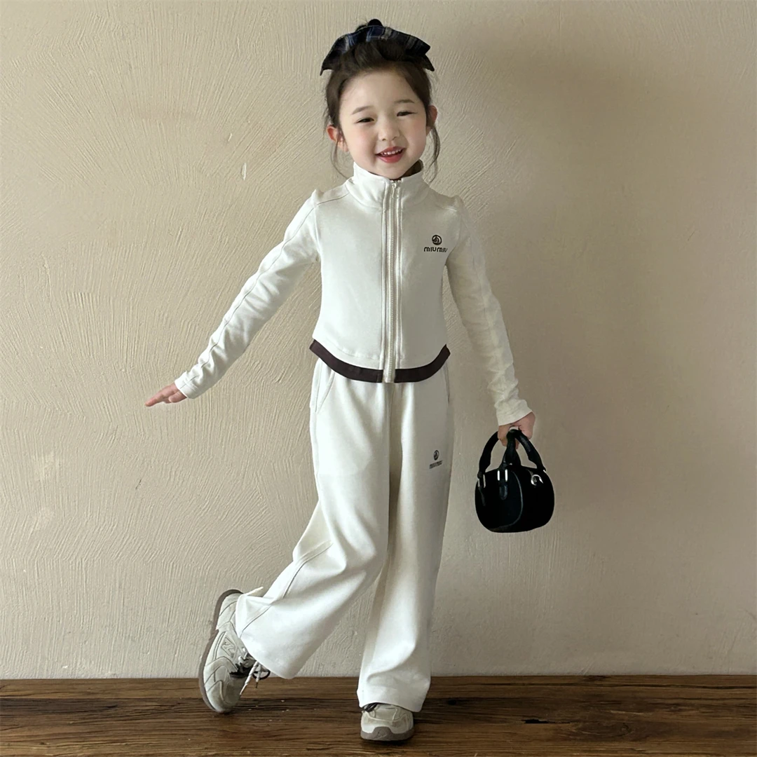 女童瑜伽服套装2025春秋新品休闲儿童撞运动开衫套装女宝宝两件套