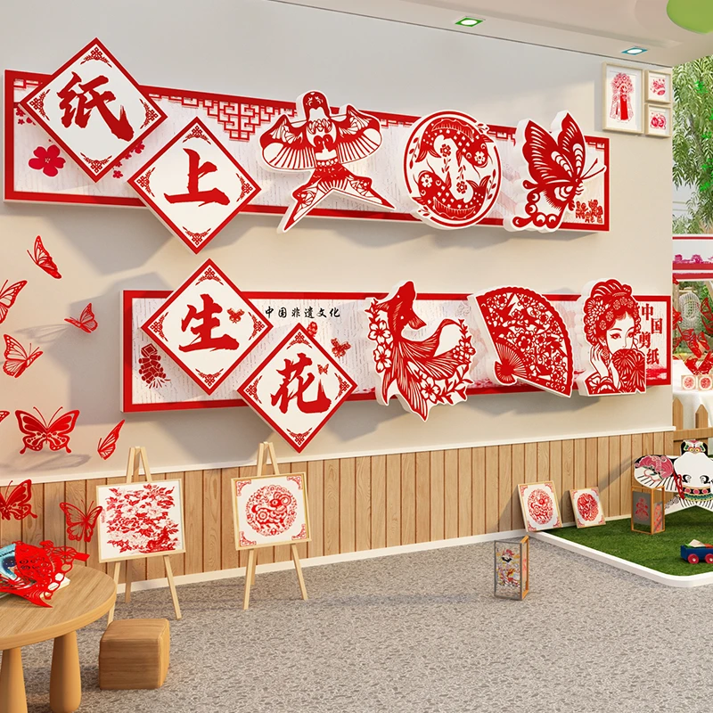 幼儿园非遗文化环创材料京剧皮影戏主题墙面装饰成品场景布置教室
