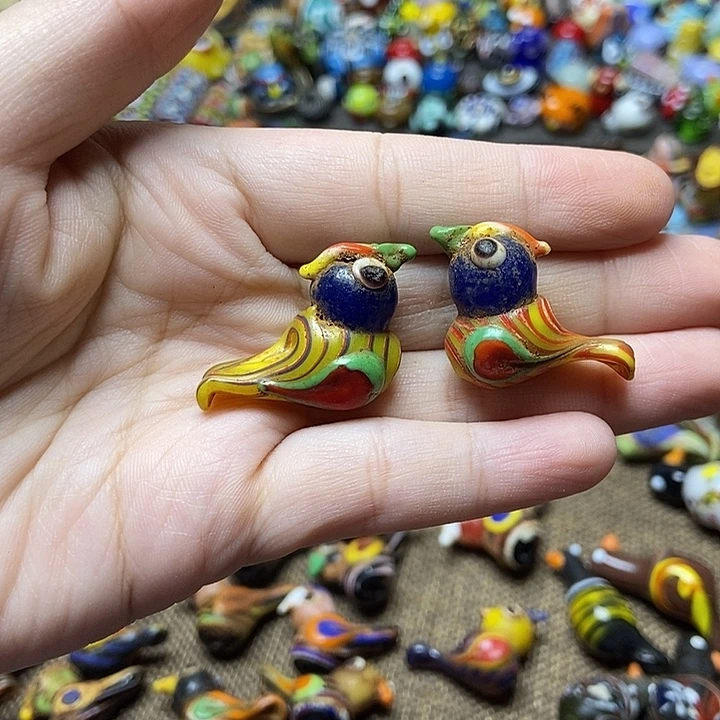 颈饰琉璃小鸟一对086