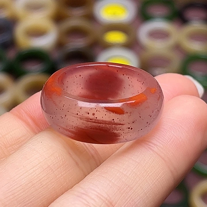 南红玛瑙未镶嵌戒指18.8流星雨