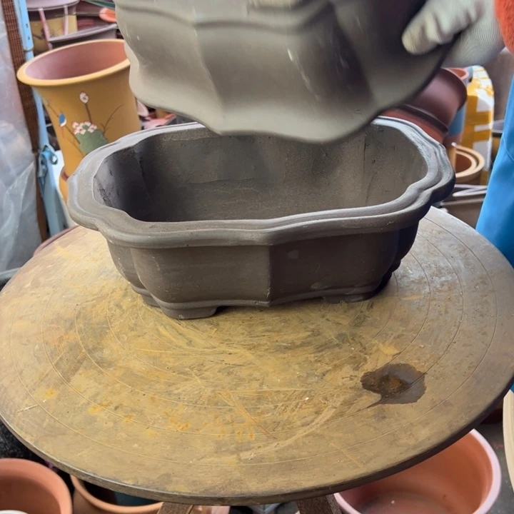 紫砂宜兴紫砂花盆莲花28+28