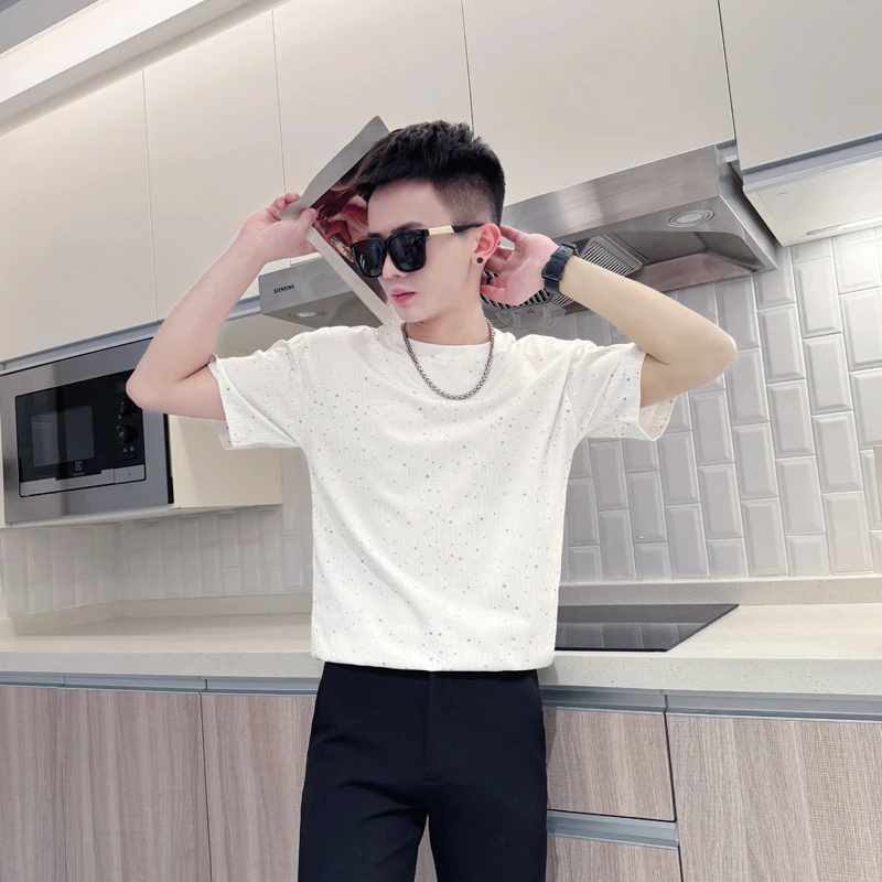 满天星男士短袖t恤夏季薄款2025新款网红洋气炸街男装半袖上衣服