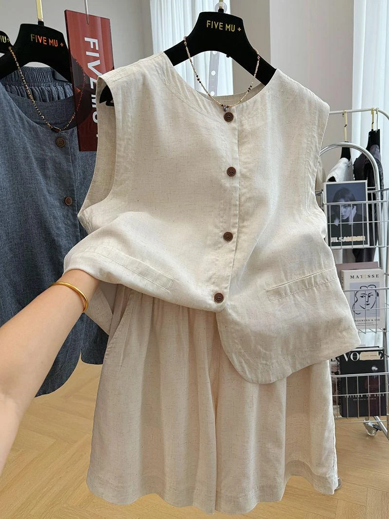 今年流行夏装搭配一整套盐系轻熟短款马甲背心短裤两件时尚套装女