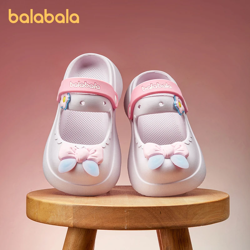 巴拉巴拉蝴蝶结女童洞洞鞋2024年新款亲子母女外穿防滑女孩沙滩鞋