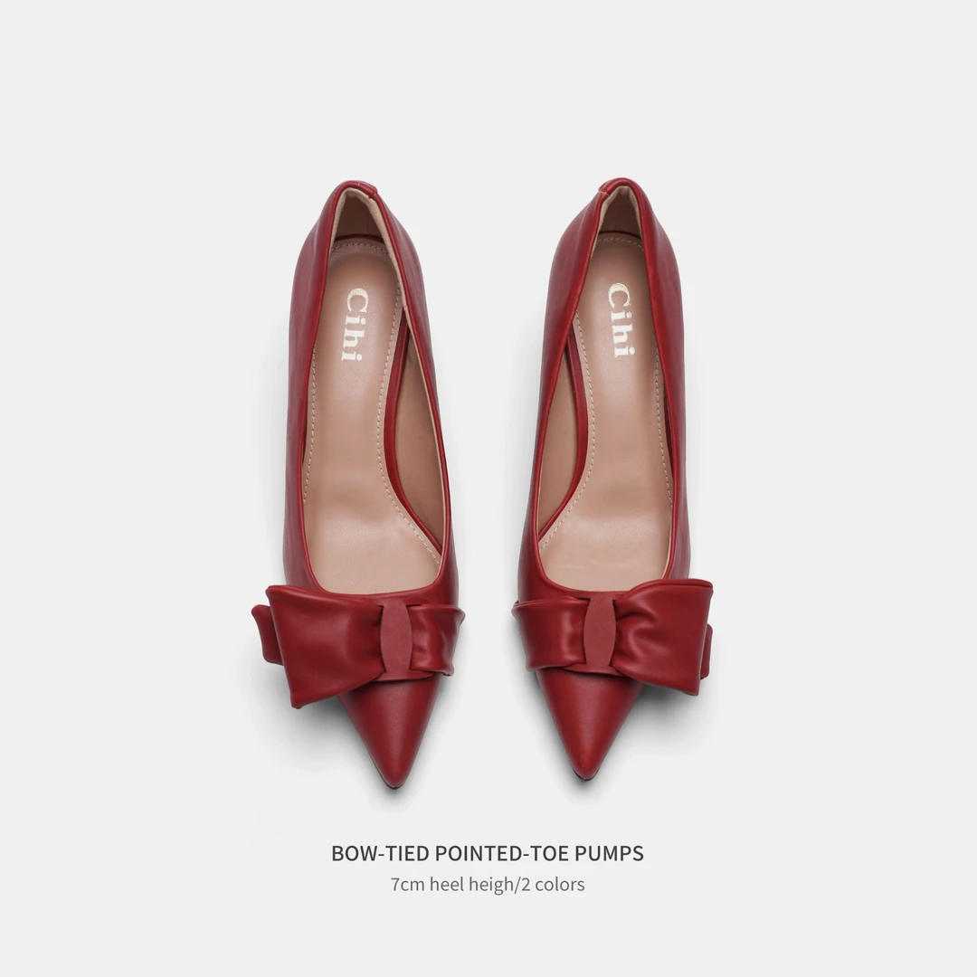 Cihi’oinklet’ 设计师单品 趾尖艺术重工尖头蝴蝶结单鞋